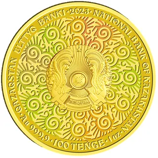 KÓKBÓRI (100 теңге, proof), 2023, Сторона 1