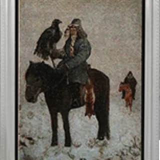 А. Кастеев "Охотник с беркутом" (BÚRKITSHI), 2019, Сторона 1