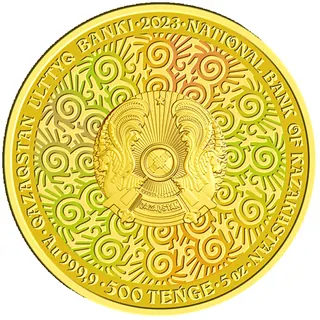 KÓKBÓRI (500 теңге, proof), 2023, Сторона 1